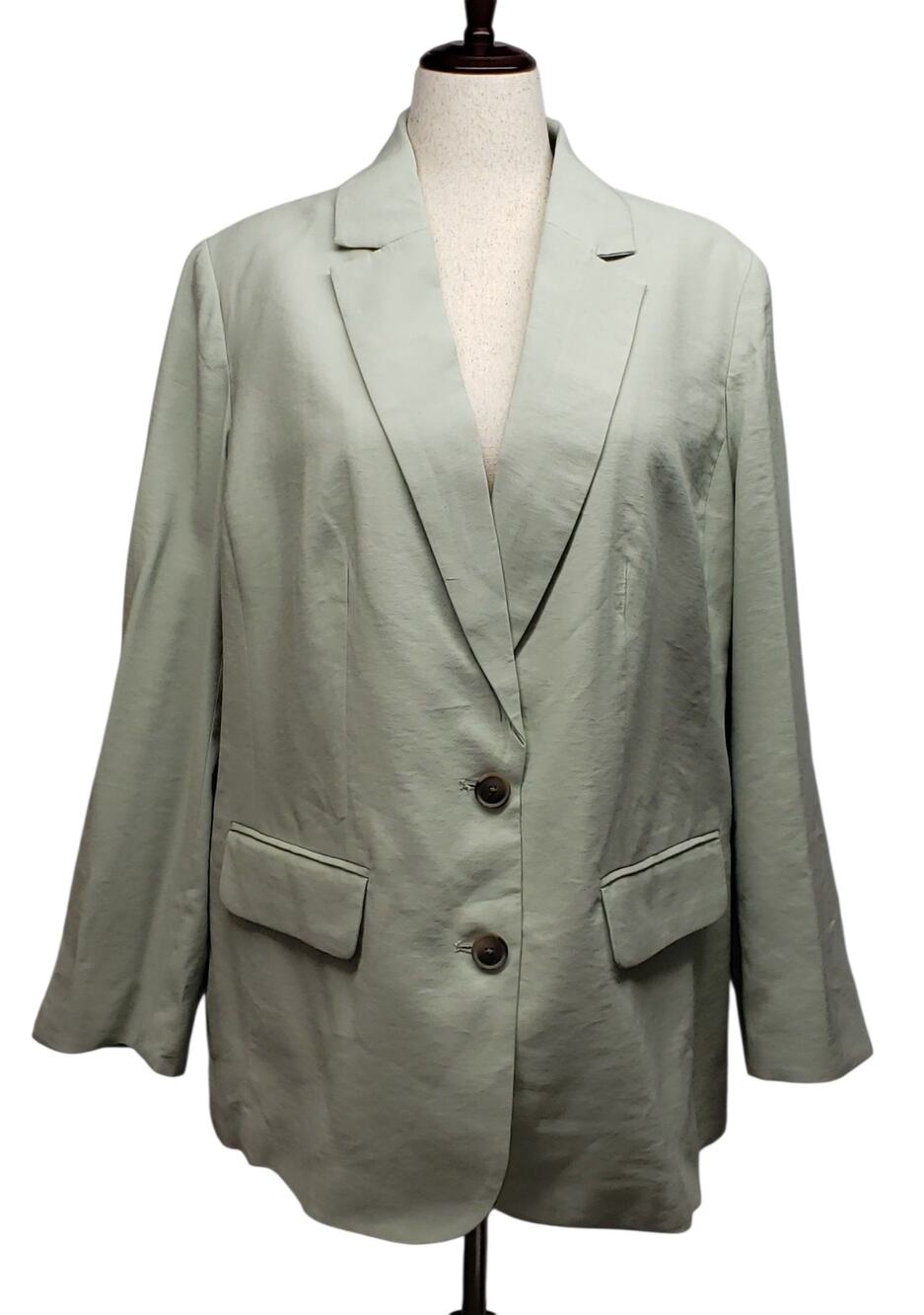 A New Day Sage Green Boxy Blazer XXL Plus Size NWT Oversized Fit Officecore